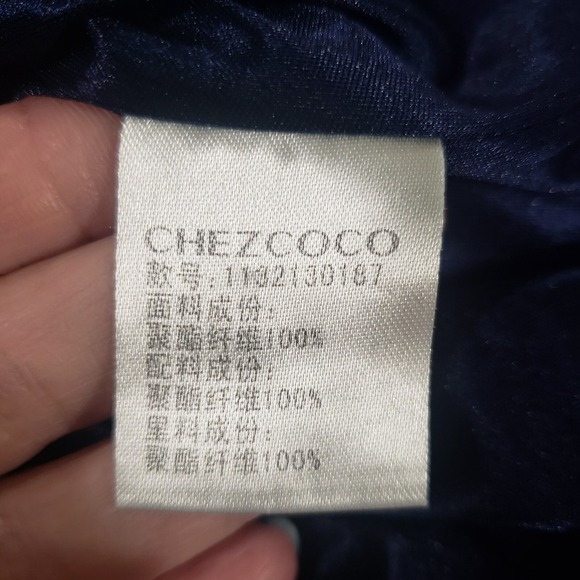 Chezcoco Midi Ruffled Dress Womens Navy Blue L V Neck Flutter Sleeve Soft Bow - Picture 7 of 11